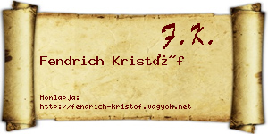 Fendrich Kristóf névjegykártya